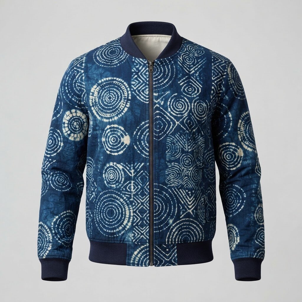 Adire Indigo Bomber Jacket