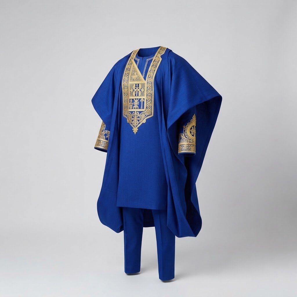 Men's Traditional Agbada Set (3-Piece)