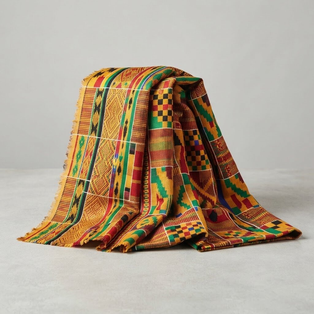 Authentic Kente Cloth — Ghanaian Handwoven (4 Yards)